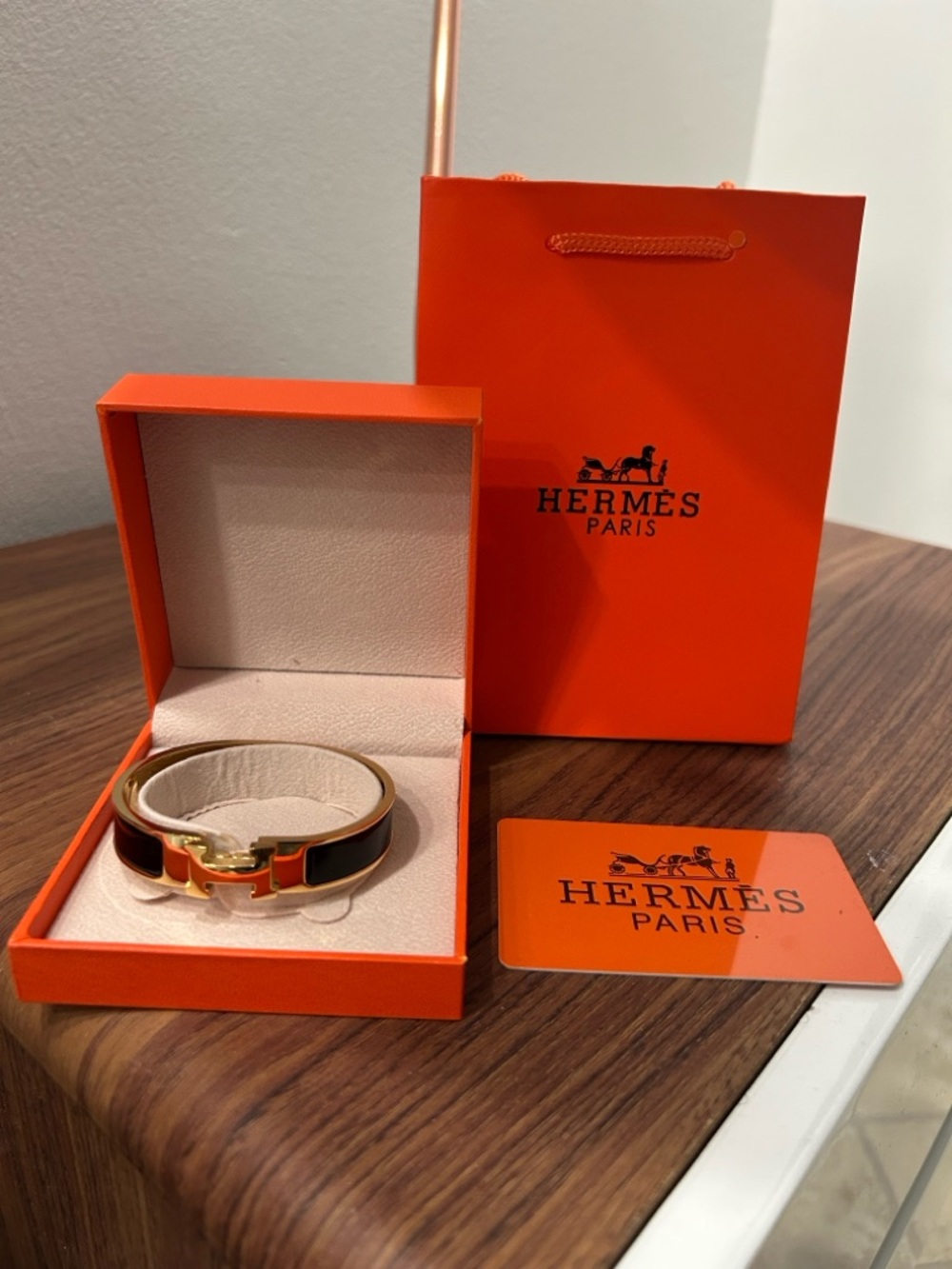Hermes Black And Gold Clic H Bracelet